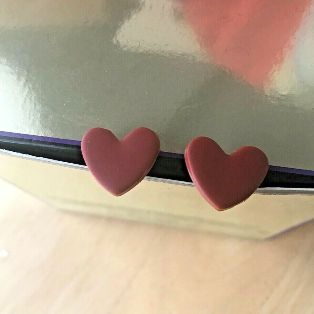 Handmade Heart Earrings Posts Polymer Clay Valentine Birthday Romance Cu…